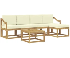 Lauko sofos komplektas su pagalve 6 pcs Balta ir kreminė