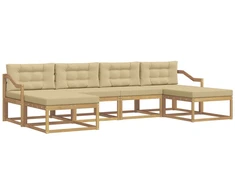Lauko sofos komplektas su pagalve 6 pcs Balta ir kreminė