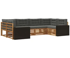Lauko sofos komplektas su pagalve 6 pcs Natūralus ir antracitas