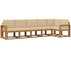 Lauko sofos komplektas su pagalve 6 pcs Natūralus ir bežinis