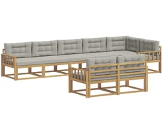 Lauko sofos komplektas su pagalve 6 pcs Balta ir šviesiai pilka