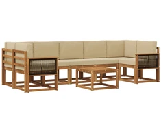 Lauko sofos komplektas su pagalve 6 pcs Natūrali