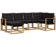 Lauko sofos komplektas su pagalve 6 pcs Balta ir juoda