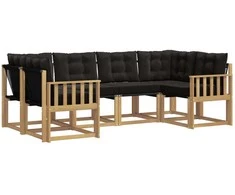 Lauko sofos komplektas su pagalve 6 pcs Balta ir juoda