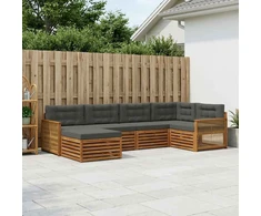 Lauko sofos komplektas su pagalve 6 pcs Natūralus ir antracitas