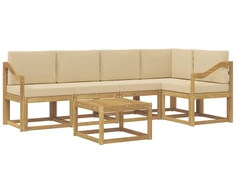 Lauko sofos komplektas su pagalve 6 pcs Balta ir kreminė