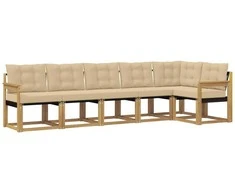Lauko sofos komplektas su pagalve 6 pcs Balta ir kreminė