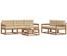 Lauko sofos komplektas su pagalve 6 pcs Natūralus ir bežinis