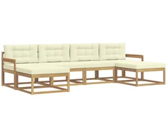 Lauko sofos komplektas su pagalve 6 pcs Balta ir kreminė