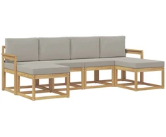 Lauko sofos komplektas su pagalve 6 pcs Balta ir šviesiai pilka