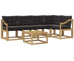 Lauko sofos komplektas su pagalve 6 pcs Balta ir juoda