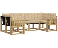 Lauko sofos komplektas su pagalve 6 pcs Balta ir kreminė