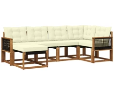 Lauko sofos komplektas su pagalve 6 pcs Natūralus ir grietinėlė