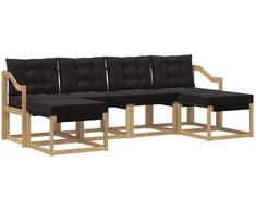 Lauko sofos komplektas su pagalve 6 pcs Balta ir juoda