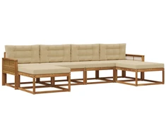 Lauko sofos komplektas su pagalve 6 pcs Natūralus ir bežinis
