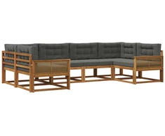 Lauko sofos komplektas su pagalve 6 pcs Natūralus ir antracitas