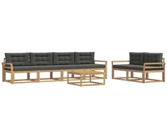 Lauko sofos komplektas su pagalve 6 pcs Balta ir antracito