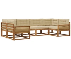 Lauko sofos komplektas su pagalve 6 pcs Natūralus ir bežinis