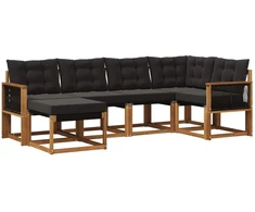 Lauko sofos komplektas su pagalve 6 pcs Natūrali ir juoda