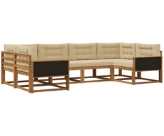 Lauko sofos komplektas su pagalve 6 pcs Natūralus ir bežinis