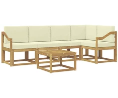 Lauko sofos komplektas su pagalve 6 pcs Balta ir kreminė