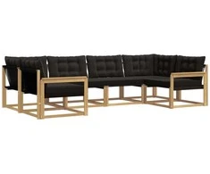 Lauko sofos komplektas su pagalve 6 pcs Balta ir juoda