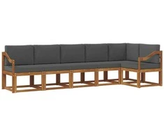 Lauko sofos komplektas su pagalve 6 pcs Natūralus ir antracitas