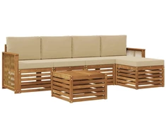Lauko sofos komplektas su pagalve 6 pcs Natūralus ir bežinis