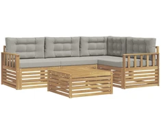 Lauko sofos komplektas su pagalve 6 pcs Balta ir šviesiai pilka