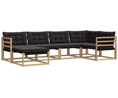 Lauko sofos komplektas su pagalve 6 pcs Balta ir juoda