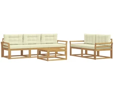Lauko sofos komplektas su pagalve 6 pcs Balta ir kreminė