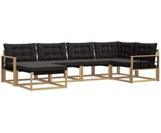 Lauko sofos komplektas su pagalve 6 pcs Balta ir juoda