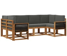 Lauko sofos komplektas su pagalve 6 pcs Natūralus ir antracitas