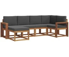 Lauko sofos komplektas su pagalve 6 pcs Natūralus ir antracitas