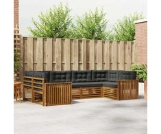 Lauko sofos komplektas su pagalve 6 pcs Natūralus ir antracitas