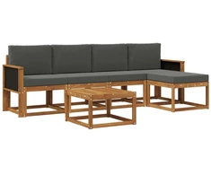 Lauko sofos komplektas su pagalve 6 pcs Natūralus ir antracitas
