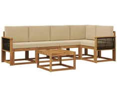 Lauko sofos komplektas su pagalve 6 pcs Natūralus ir bežinis