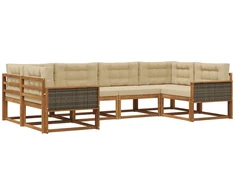 Lauko sofos komplektas su pagalve 6 pcs Natūralus ir bežinis