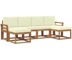 Lauko sofos komplektas su pagalve 6 pcs Natūralus ir grietinėlė