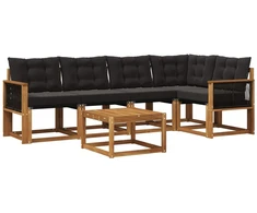 Lauko sofos komplektas su pagalve 6 pcs Natūrali ir juoda