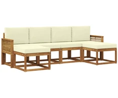Lauko sofos komplektas su pagalve 6 pcs Natūralus ir grietinėlė
