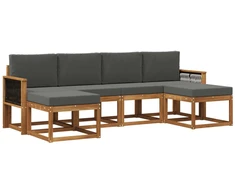 Lauko sofos komplektas su pagalve 6 pcs Natūralus ir antracitas