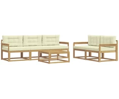 Lauko sofos komplektas su pagalve 6 pcs Balta ir kreminė