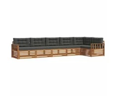 Lauko sofos komplektas su pagalve 6 pcs Natūralus ir antracitas