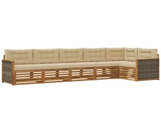 Lauko sofos komplektas su pagalve 6 pcs Natūralus ir bežinis