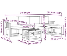 Lauko sofos komplektas 6 vnt. 5 vietos Balta ir antracito