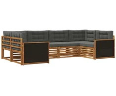 Lauko sofos komplektas su pagalve 6 pcs Natūralus ir antracitas