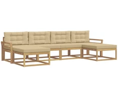 Lauko sofos komplektas su pagalve 6 pcs Balta ir kreminė