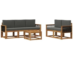 Lauko sofos komplektas su pagalve 6 pcs Natūralus ir antracitas