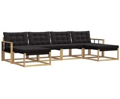 Lauko sofos komplektas su pagalve 6 pcs Balta ir juoda